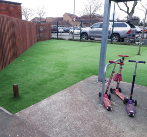 Artificial grass play lawn Burhill primary school